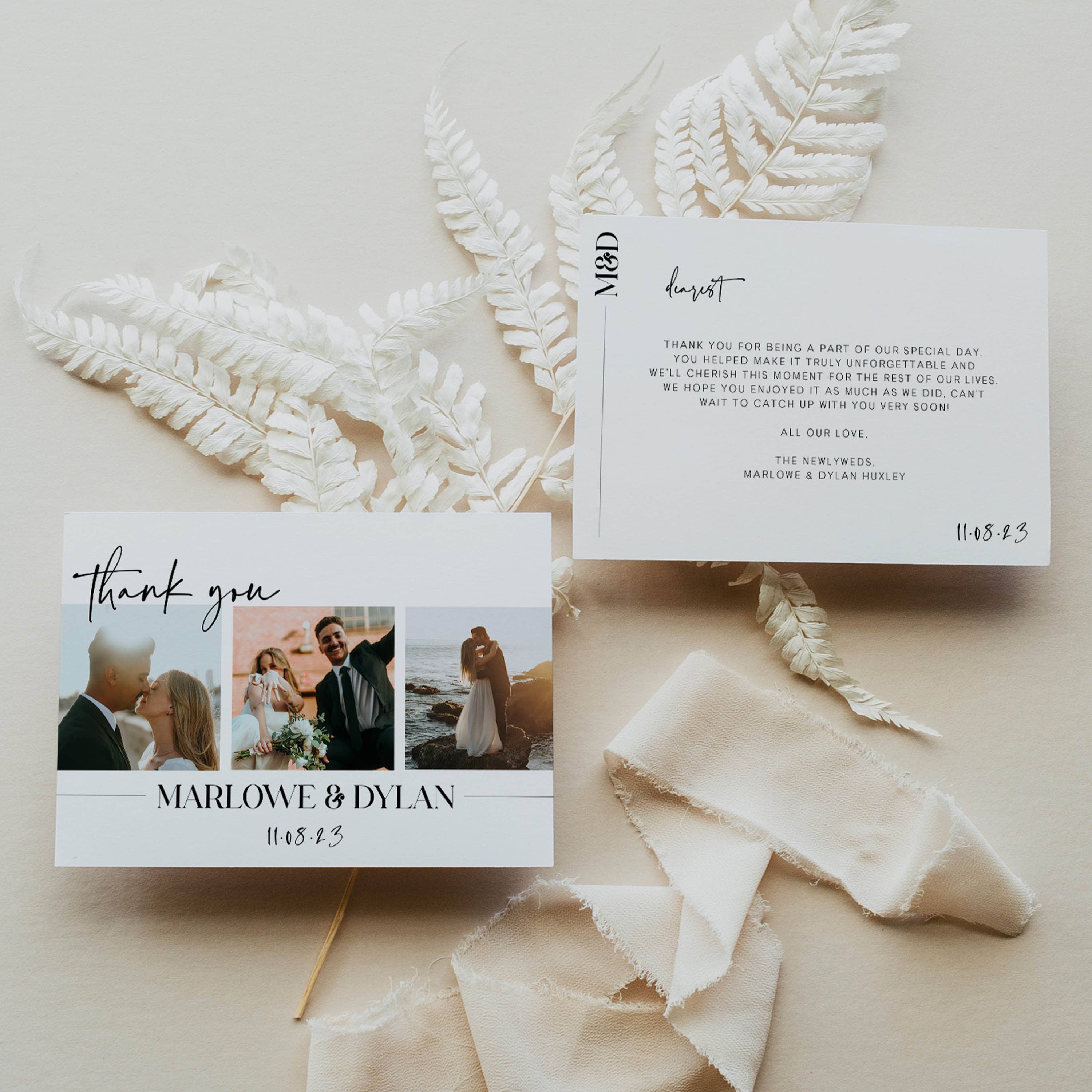 editable wedding thank you card, printable wedding thank you card, modern wedding thank you card