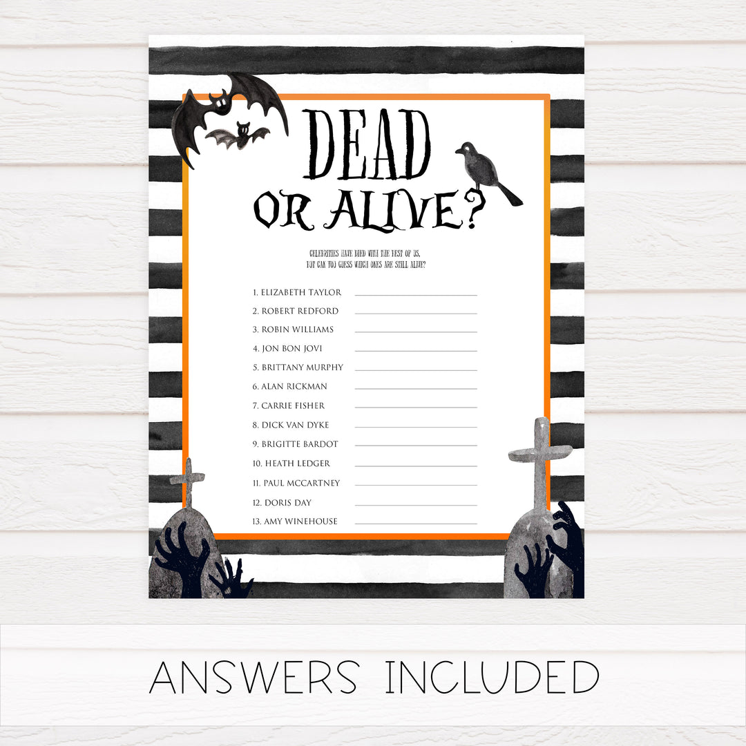 dead or alive game, guess if they are dead or alive, halloween party games, halloween games, fun halloween games, kids halloween games