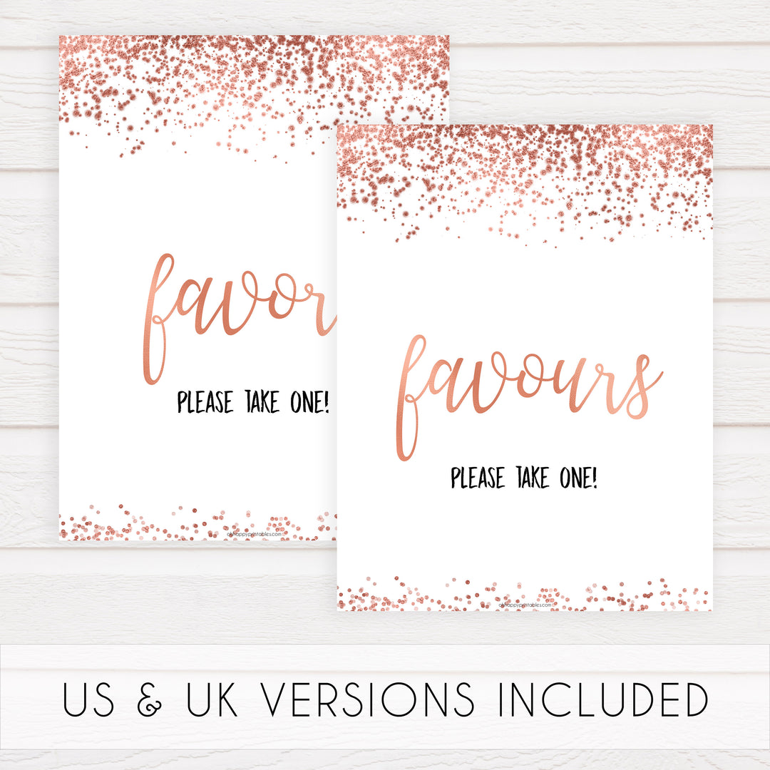 Favors Sign - Rose Gold Foil