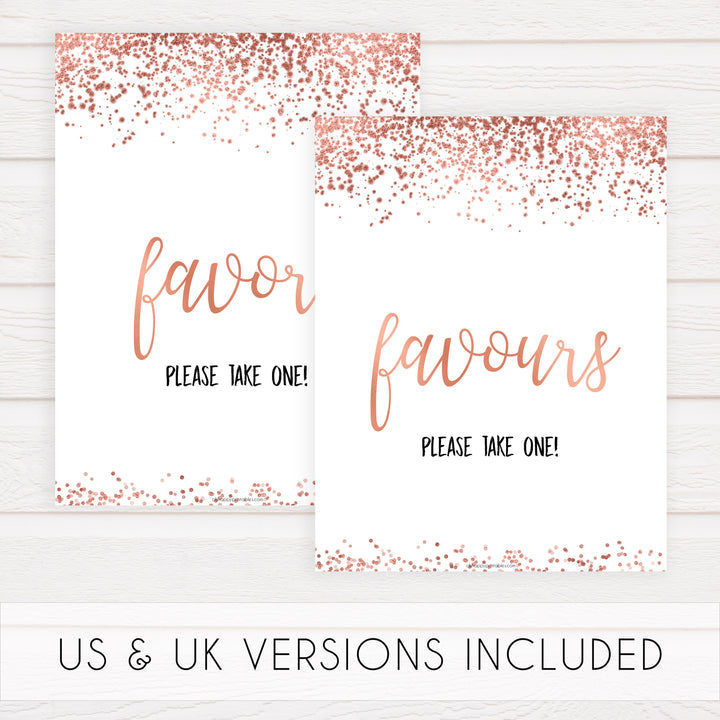 Favors Sign - Rose Gold Foil