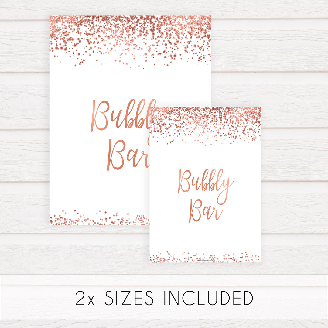Bubbly Bar Sign - Rose Gold Foil