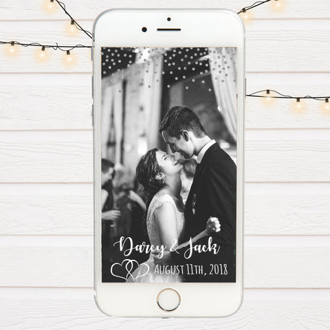 White Hearts & Silver Wedding Snapchat Filter