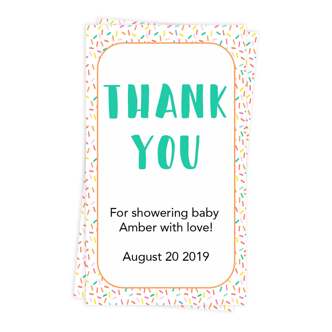 printable baby shower thank you tags, editable baby shower thank you tags, baby sprinkle thank you tags, baby sprinkle ideas
