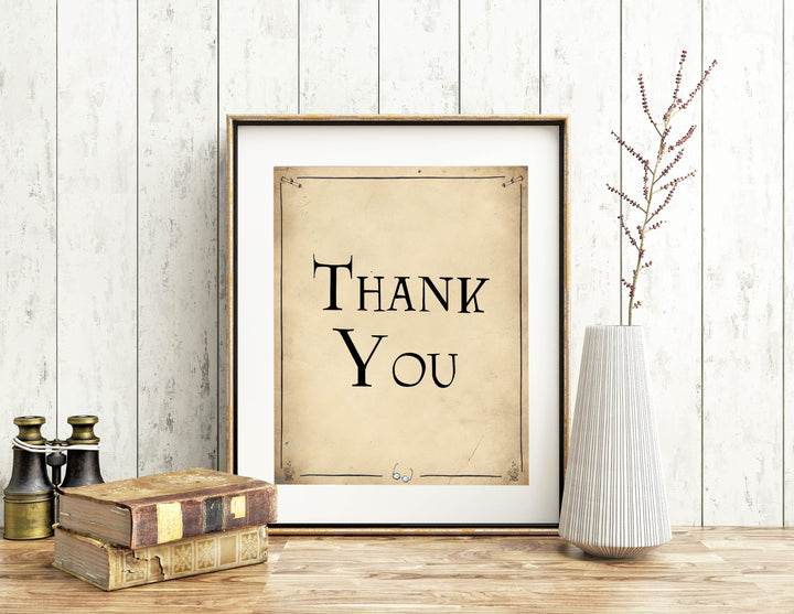 thank you sign, Printable bridal shower signs, Harry Potter bridal shower decor, Harry Potter bridal shower decor ideas, fun bridal shower decor, bridal shower game ideas, Harry Potter bridal shower ideas
