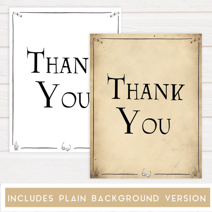 thank you sign, Printable bridal shower signs, Harry Potter bridal shower decor, Harry Potter bridal shower decor ideas, fun bridal shower decor, bridal shower game ideas, Harry Potter bridal shower ideas