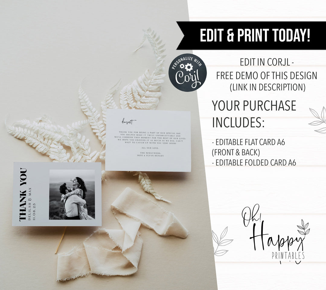 editable wedding thank you card, printable wedding thank you cards, grey modern wedding invitation suite, editable wedding stationery, printable wedding stationery, modern wedding items, wedding save the dates