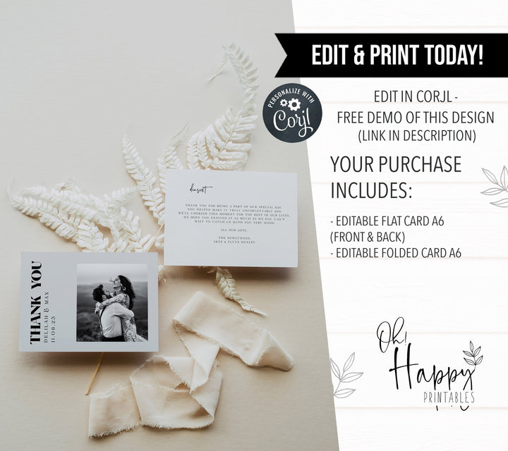 editable wedding thank you card, printable wedding thank you cards, grey modern wedding invitation suite, editable wedding stationery, printable wedding stationery, modern wedding items, wedding save the dates