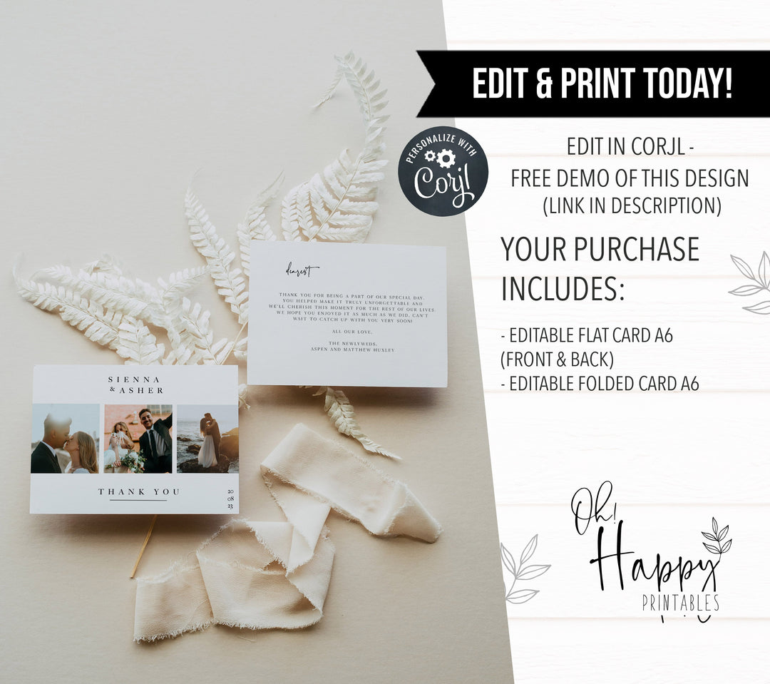 editable wedding thank you card, printable wedding thank you card, editable wedding invitation suite, editable wedding stationery, printable wedding stationery, modern wedding items, wedding save the dates