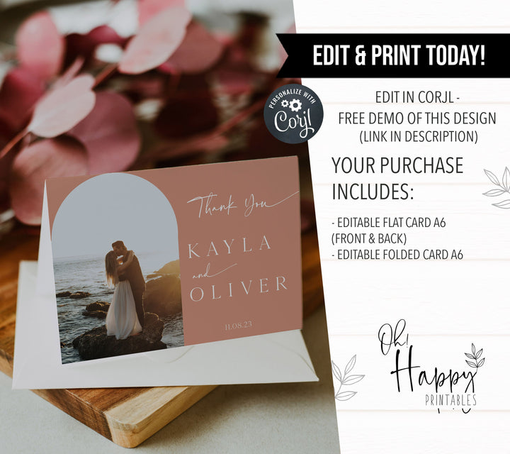 editable thank you wedding card, printable wedding thank you card, modern wedding invitation suite, editable wedding stationery, printable wedding stationery, modern wedding items, wedding save the dates