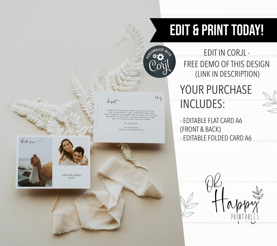 editable wedding thank you card, printable wedding thank you cards, Simple modern wedding invitation suite, editable wedding stationery, printable wedding stationery, modern wedding items, wedding save the dates