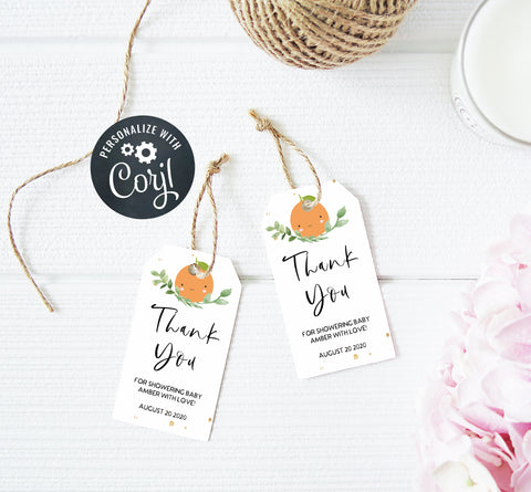 editable little cutie baby thank you tags, printable baby thank you cards, baby shower thank you tags