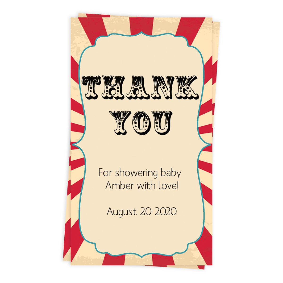 baby shower thank you tags, printable baby thanks you tags, editable baby thank you tags, circus baby shower tags, carnival baby shower thank you tags