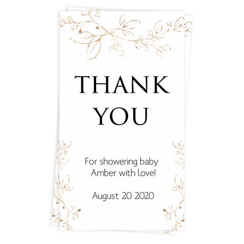 Thank you tags, Printable baby shower games, gold leaf baby games, baby shower games, fun baby shower ideas, top baby shower ideas, gold leaf baby shower, baby shower games, fun gold leaf baby shower ideas