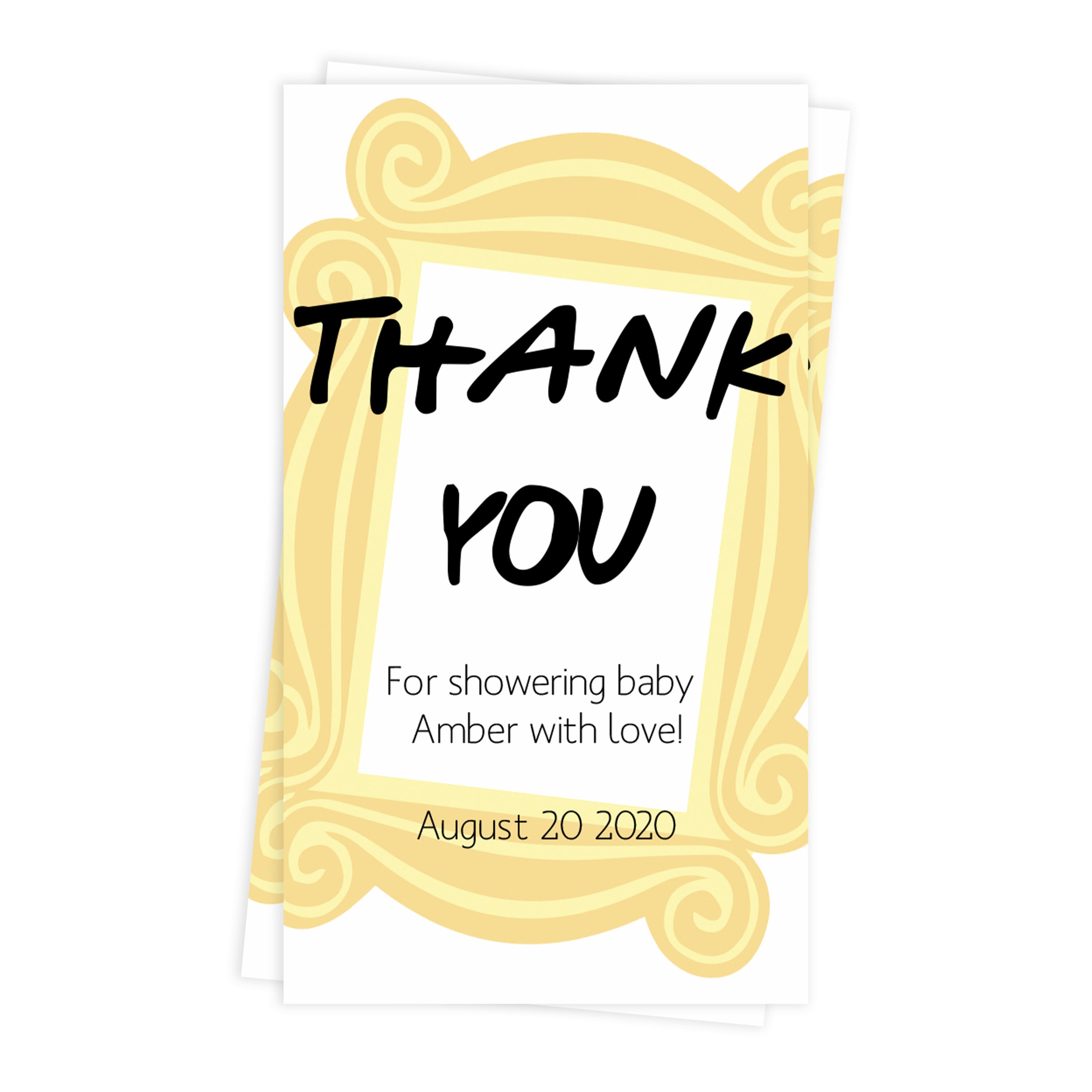 friends baby shower thank you tags, printable baby shower tags, editable baby shower tags, friends baby shower ideas, fun baby shower tags