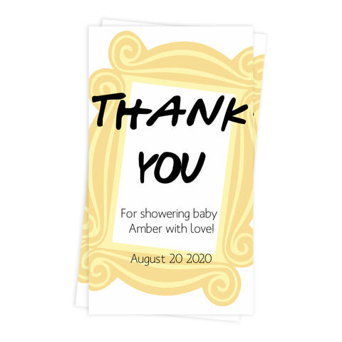 friends baby shower thank you tags, printable baby shower tags, editable baby shower tags, friends baby shower ideas, fun baby shower tags