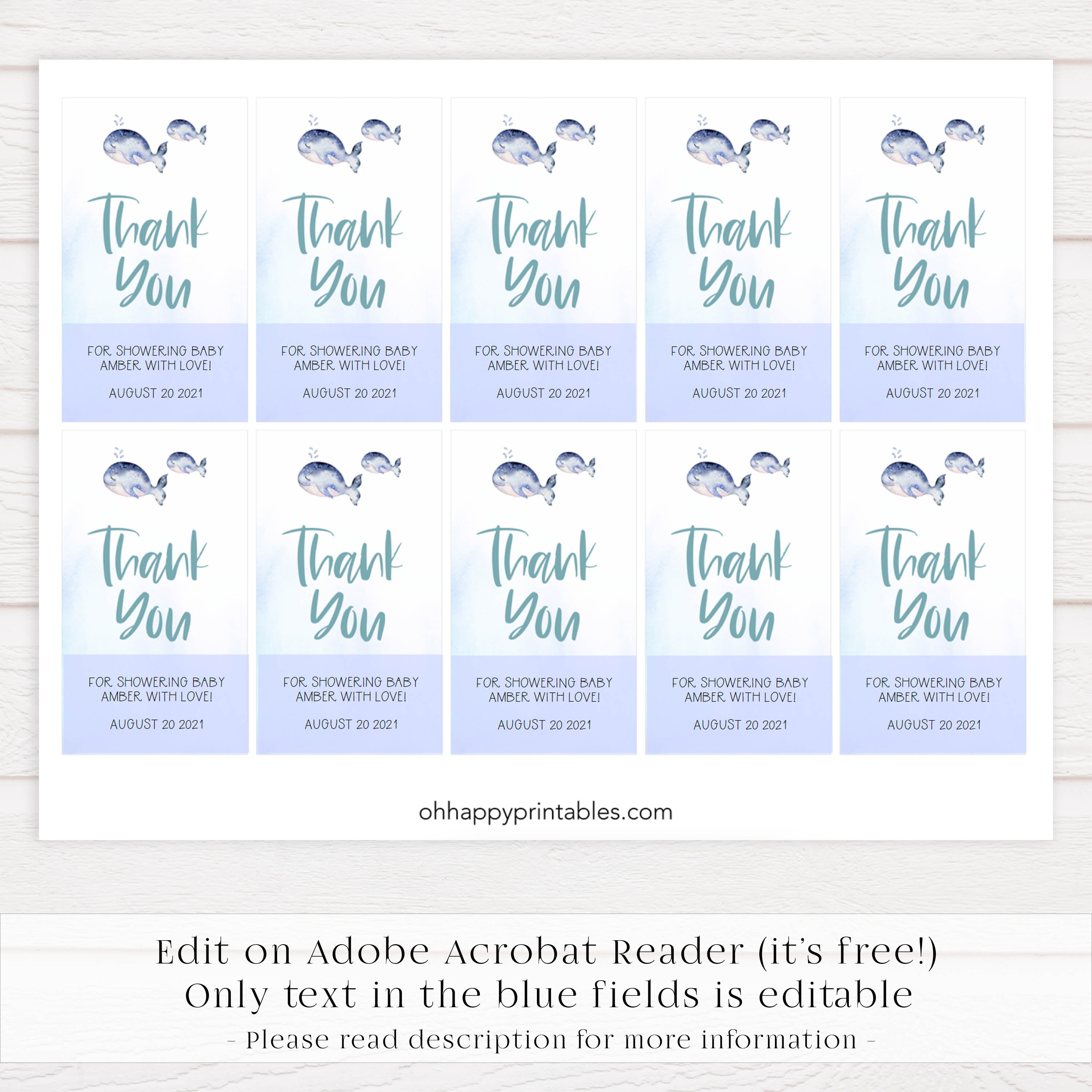 editable thank you tags, Printable baby shower games, whale baby games, baby shower games, fun baby shower ideas, top baby shower ideas, whale baby shower, baby shower games, fun whale baby shower ideas