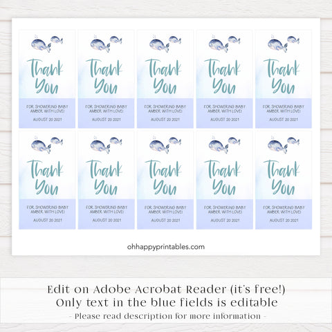 editable thank you tags, Printable baby shower games, whale baby games, baby shower games, fun baby shower ideas, top baby shower ideas, whale baby shower, baby shower games, fun whale baby shower ideas