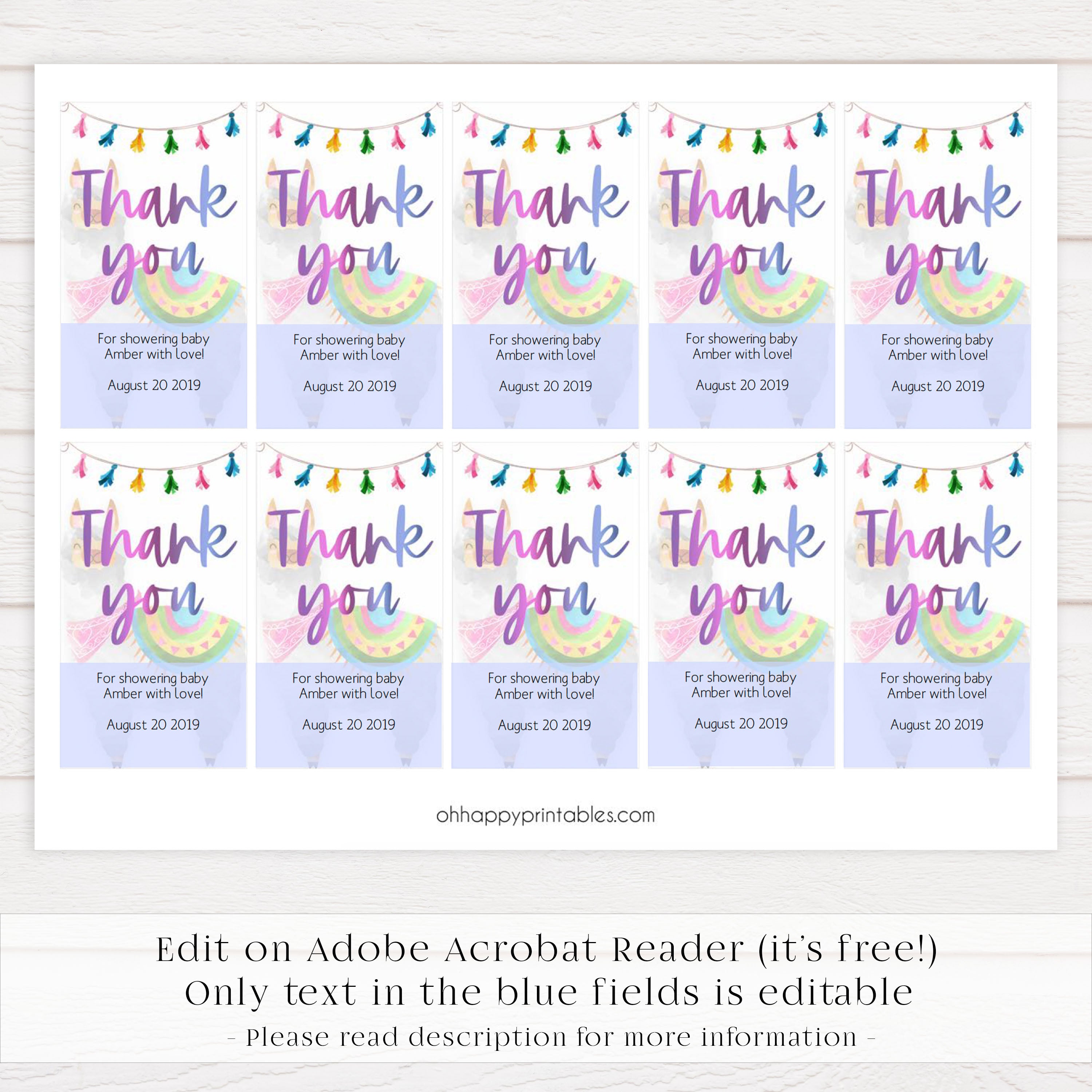 baby thank you tags, editable baby thank you tags, printable baby thank you tags, Printable baby shower games, llama fiesta fun baby games, baby shower games, fun baby shower ideas, top baby shower ideas, Llama fiesta shower baby shower, fiesta baby shower ideas
