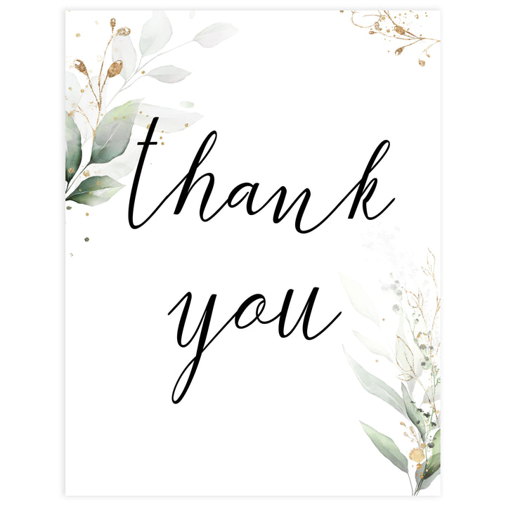 thank you bridal sign, Printable bridal shower signs, greenery bridal shower decor, gold leaf bridal shower decor ideas, fun bridal shower decor, bridal shower game ideas, greenery bridal shower ideas