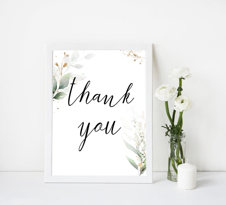 thank you bridal sign, Printable bridal shower signs, greenery bridal shower decor, gold leaf bridal shower decor ideas, fun bridal shower decor, bridal shower game ideas, greenery bridal shower ideas