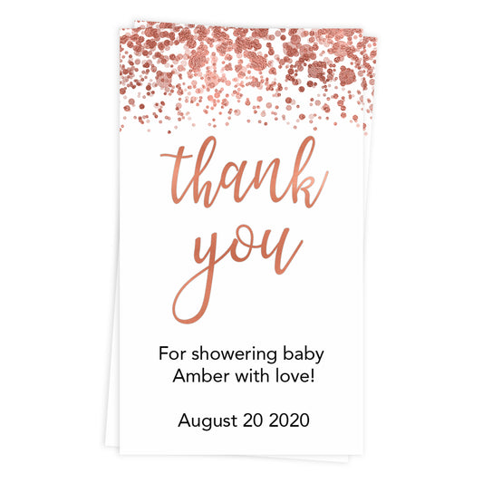 baby thank you tags, rose gold baby tags, rose gold baby decor, baby thank you tags, printable baby tags