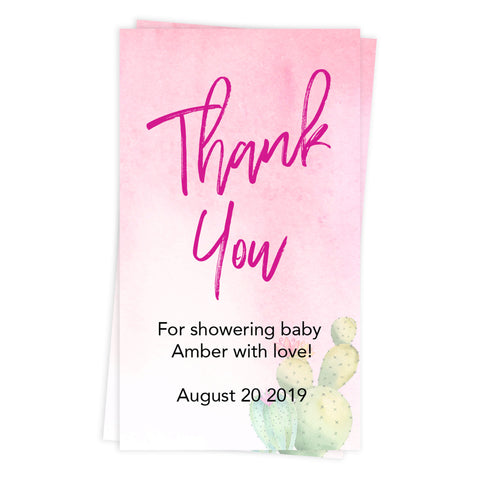 baby shower thank you tags, printable baby thank you tags, editable baby thank you tags, cactus baby thank you tags, baby fiesta thank you tags