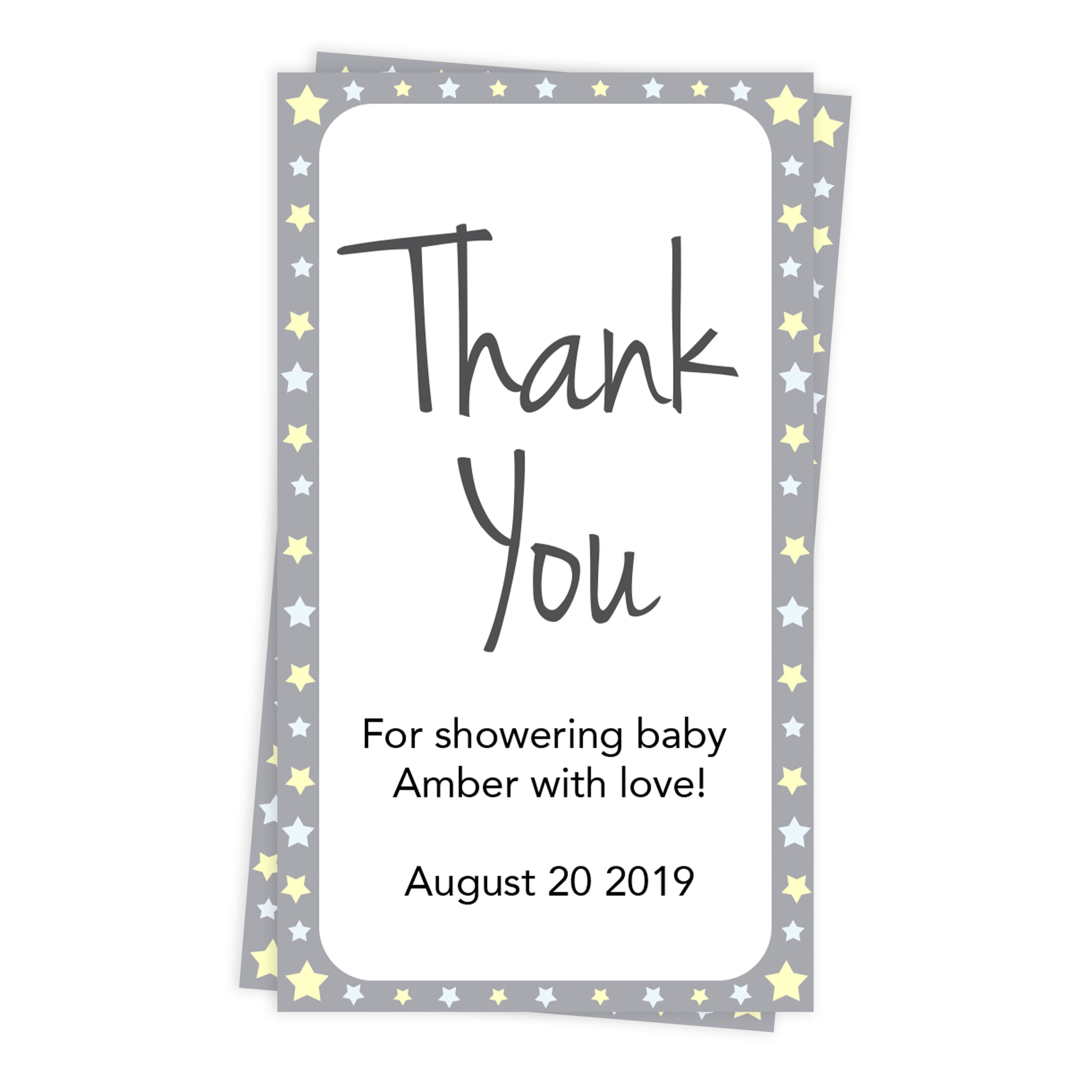 thank you baby tags, printable baby thank you tags, editable thank you tags, little star baby tags, stars baby shower decor, stars baby tags