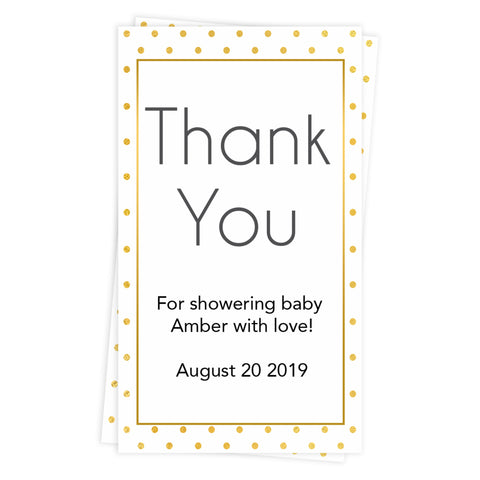 thank you tags, printable baby thank you tags, editable thank you tags, gold baby shower tags, gold baby shower ideas