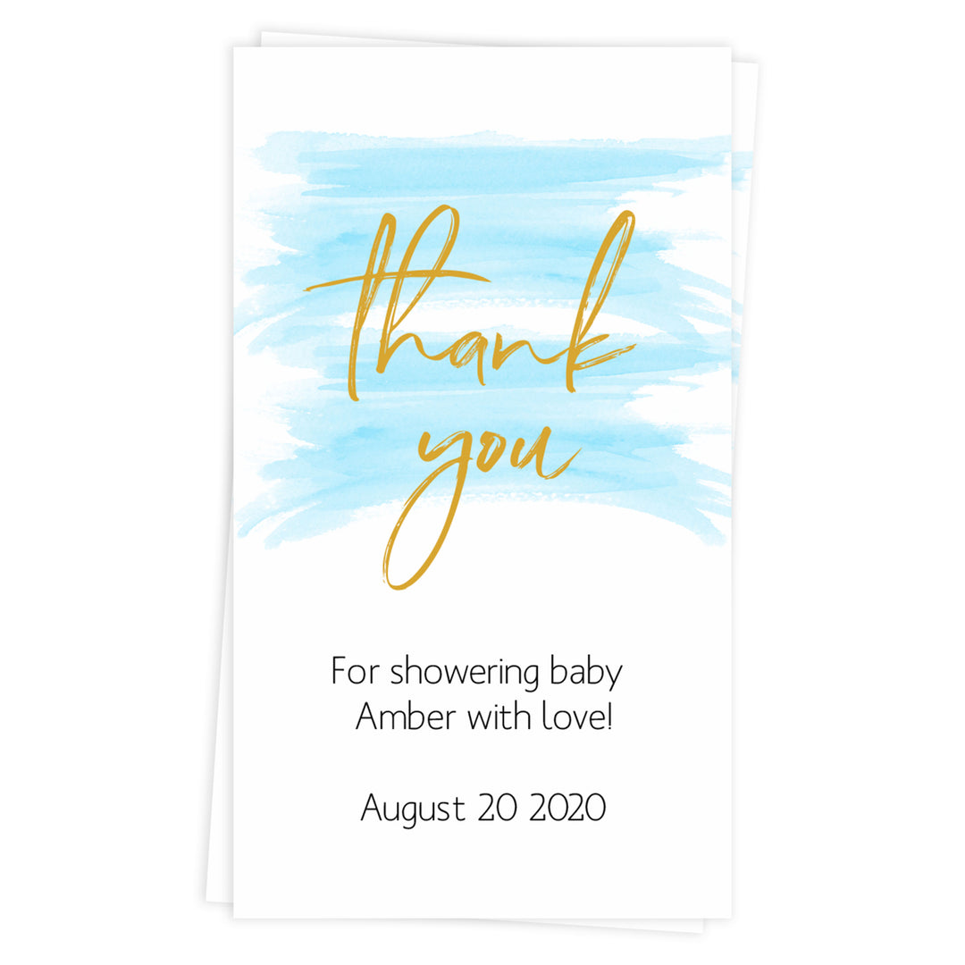 baby shower thank you tags, printable thank you tags, editable thank you tags, blue baby shower tags, blue baby shower decor, blue baby decor