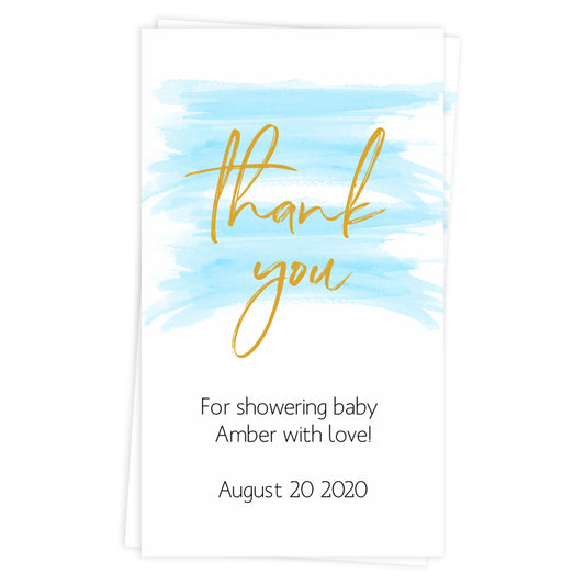 baby shower thank you tags, printable thank you tags, editable thank you tags, blue baby shower tags, blue baby shower decor, blue baby decor