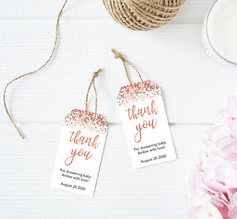 baby thank you tags, rose gold baby tags, rose gold baby decor, baby thank you tags, printable baby tags