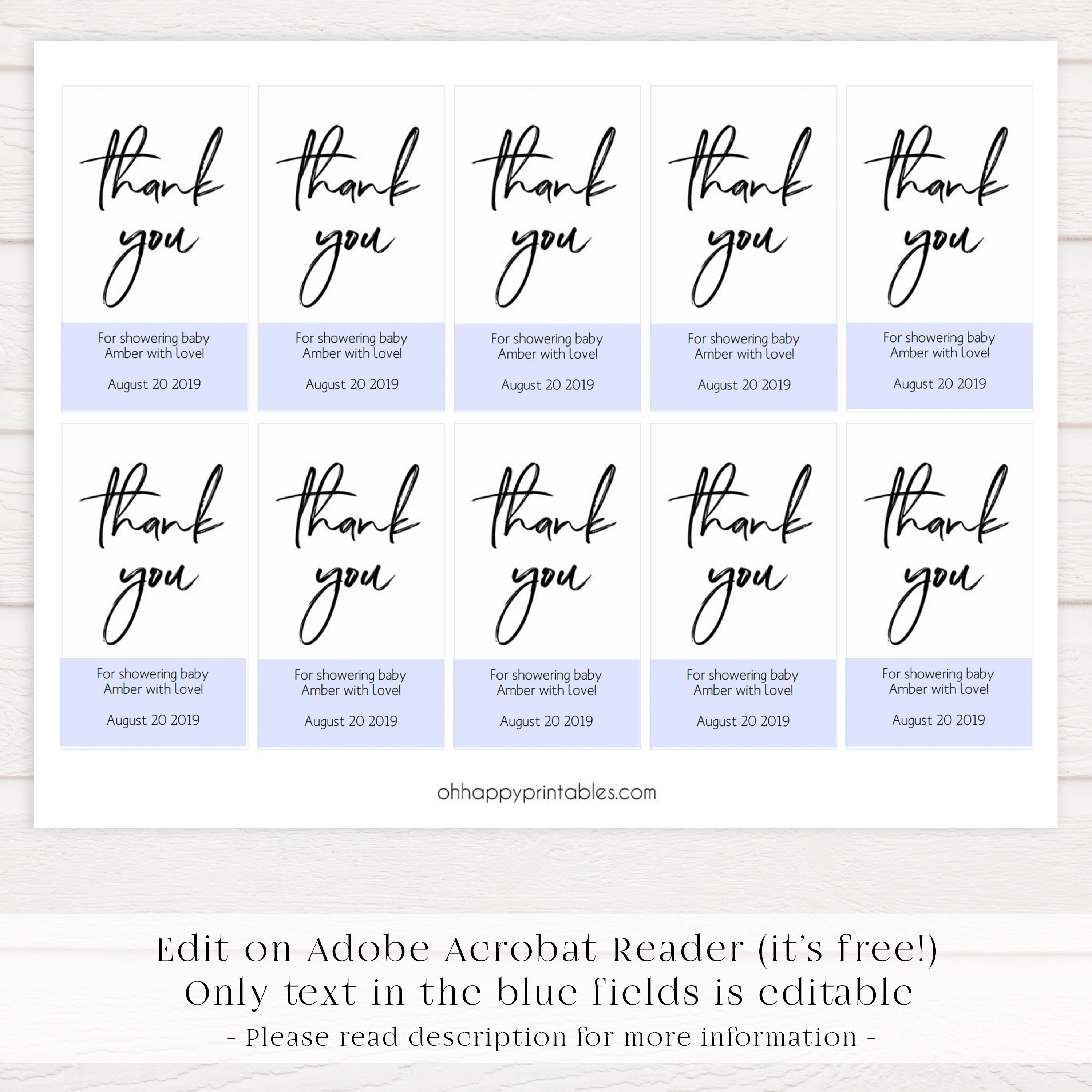 Baby Thank You Tags - White Gender Neutral Printable Baby Decor –  OhHappyPrintables