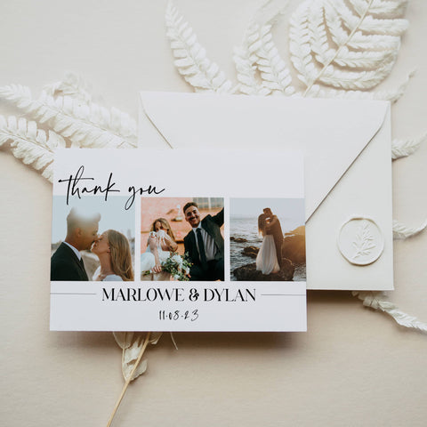editable wedding thank you card, printable wedding thank you card, modern wedding thank you card