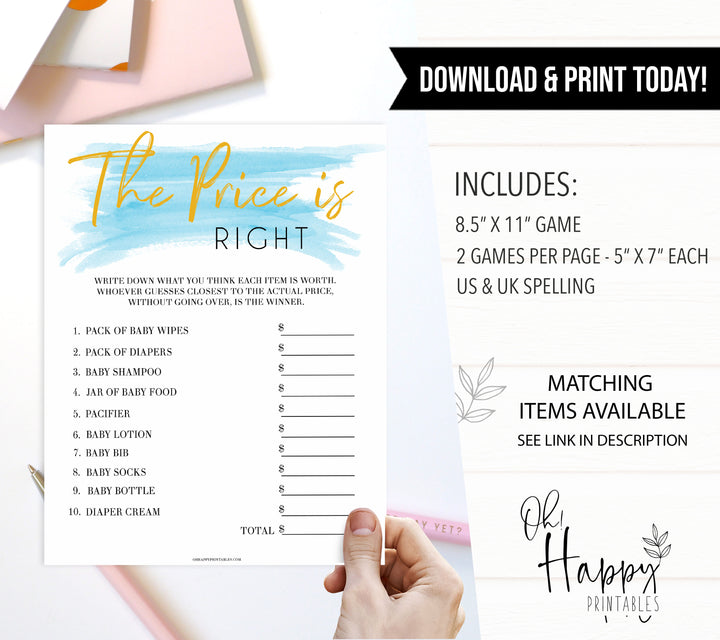 Blue swash, the price is right baby games, baby shower games, printable baby games, fun baby games, boy baby shower games, baby games, fun baby shower ideas, baby shower ideas, boy baby games, blue baby shower