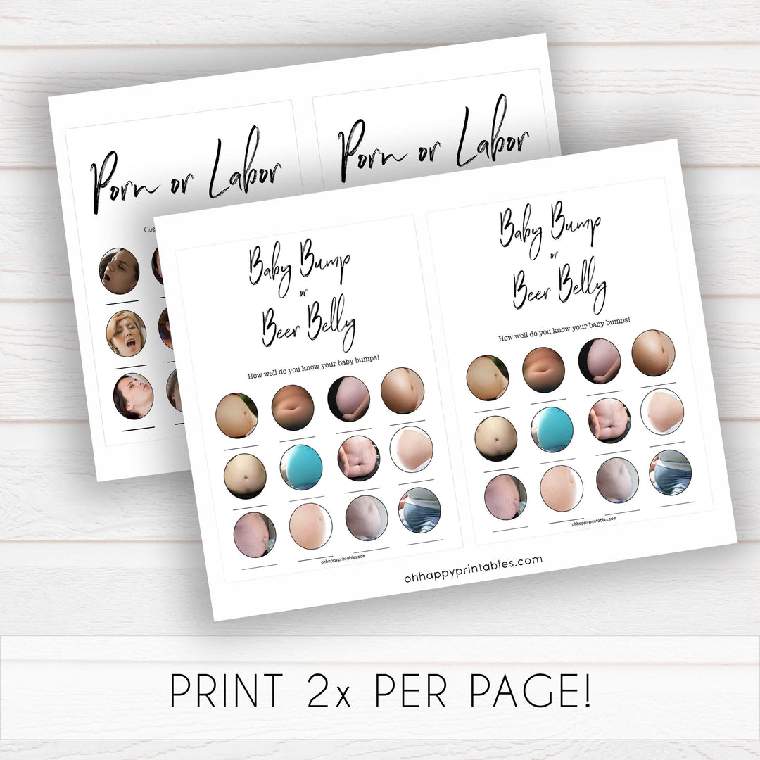 porn or labour baby game, labor or porn baby games, baby bump or beer belly baby games, funny baby games, popular baby games, hilarious baby gamestwin baby shower games, porn or labour, baby bump or beer belly, gender neutral baby games