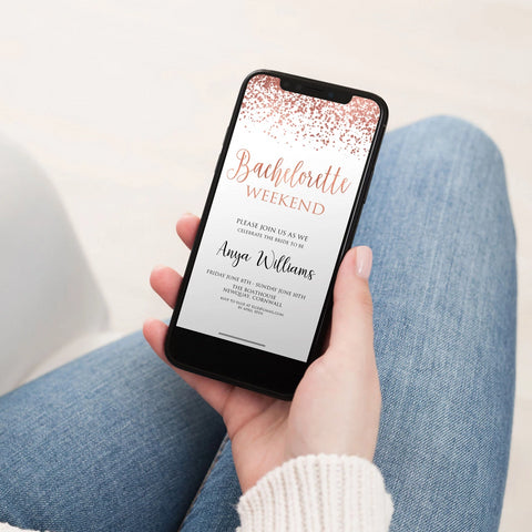 bachelorette weekend editable invite, corjl editable invite, hen party invite