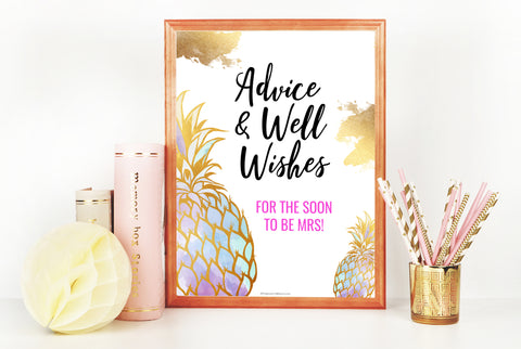 Advice & Well Wishes Sign - Gold Pineapple