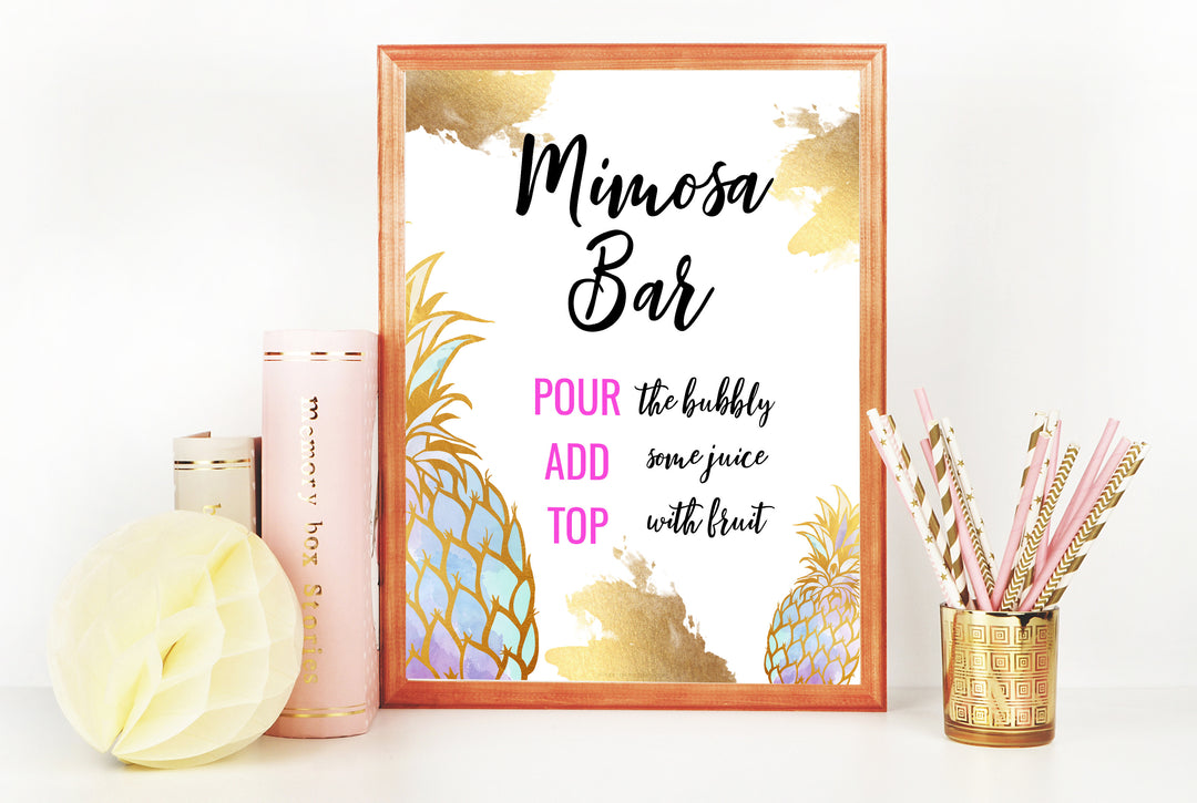 Mimosa Bar Sign - Gold Pineapple