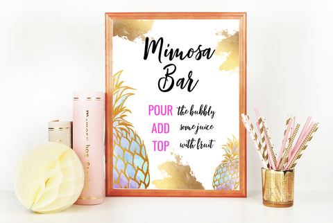 Mimosa Bar Sign - Gold Pineapple