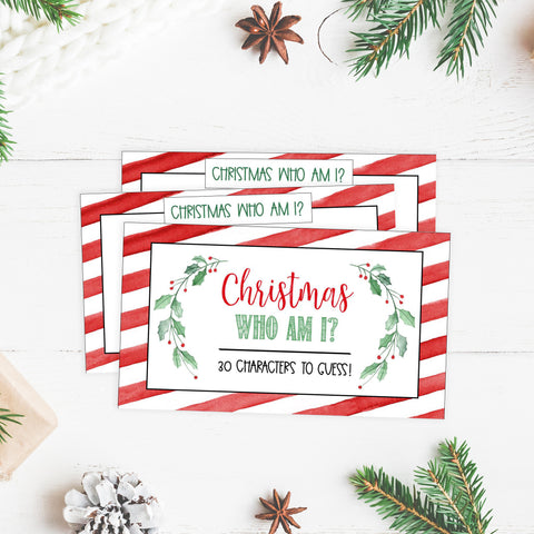 christmas who am I game, christmas party games, christms games, party games, printable christmas games, fun christmas games