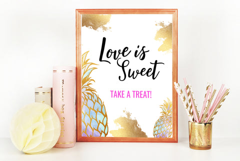 Love is Sweet Sign - Gold Pineapple