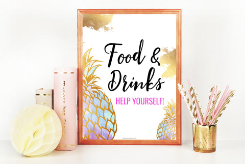 Food & Drinks Table Sign - Gold Pineapple