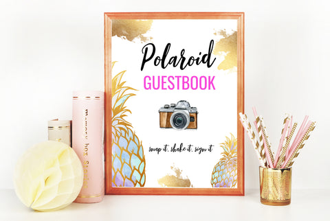 Polaroid Guestbook Sign - Gold Pineapple