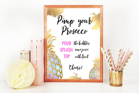 Pimp your Prosecco Sign - Gold Pineapple