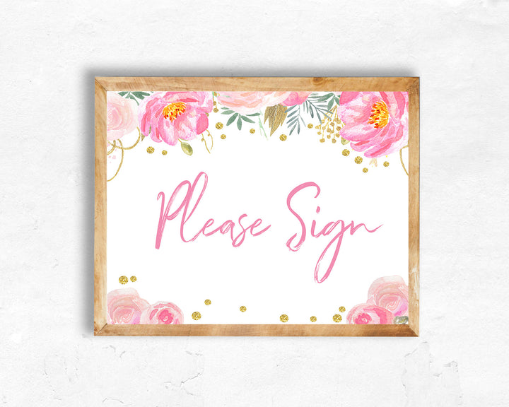 please sign sign, printable bridal shower games, blush floral bridal shower games, fun bridal shower games
