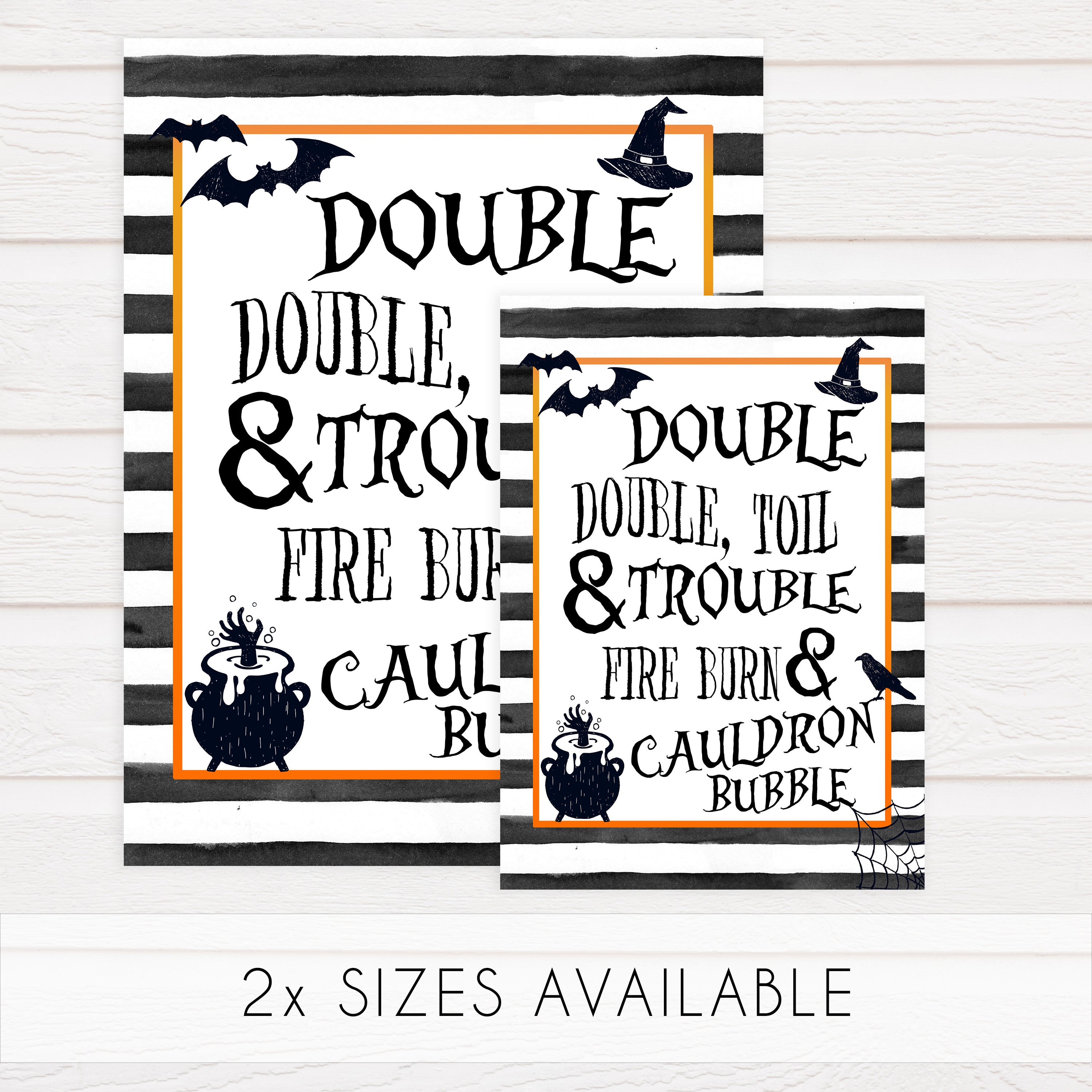 toil and trouble sign, halloween table signs, printable halloween table signs, spooky halloween decor, halloween decor