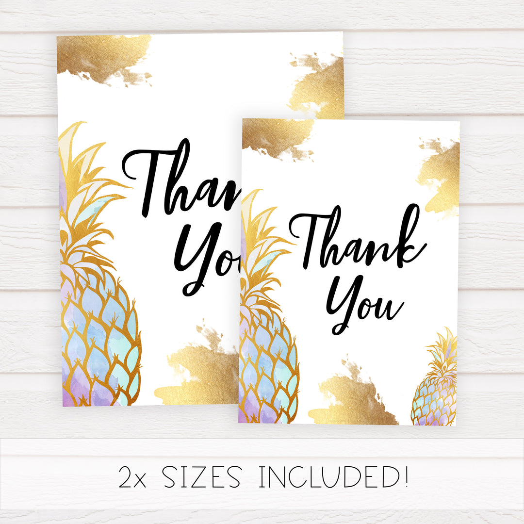 Thank You Table Sign - Gold Pineapple