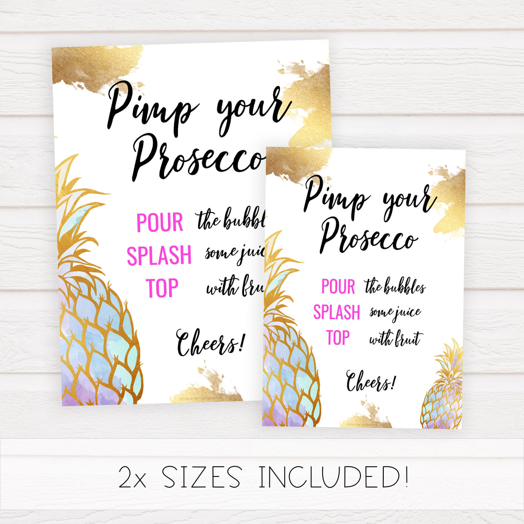 Pimp your Prosecco Sign - Gold Pineapple