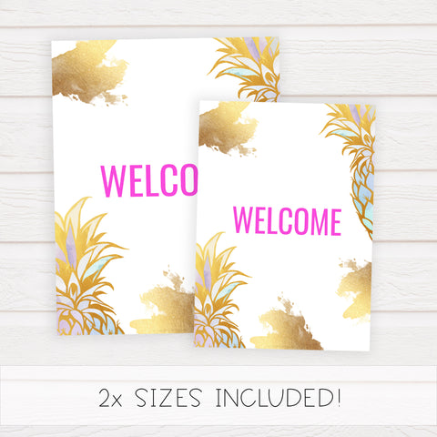 Welcome Table Sign - Gold Pineapple