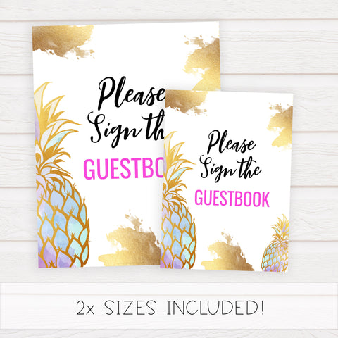 Sign our Guestbook Sign - Gold Pineapple